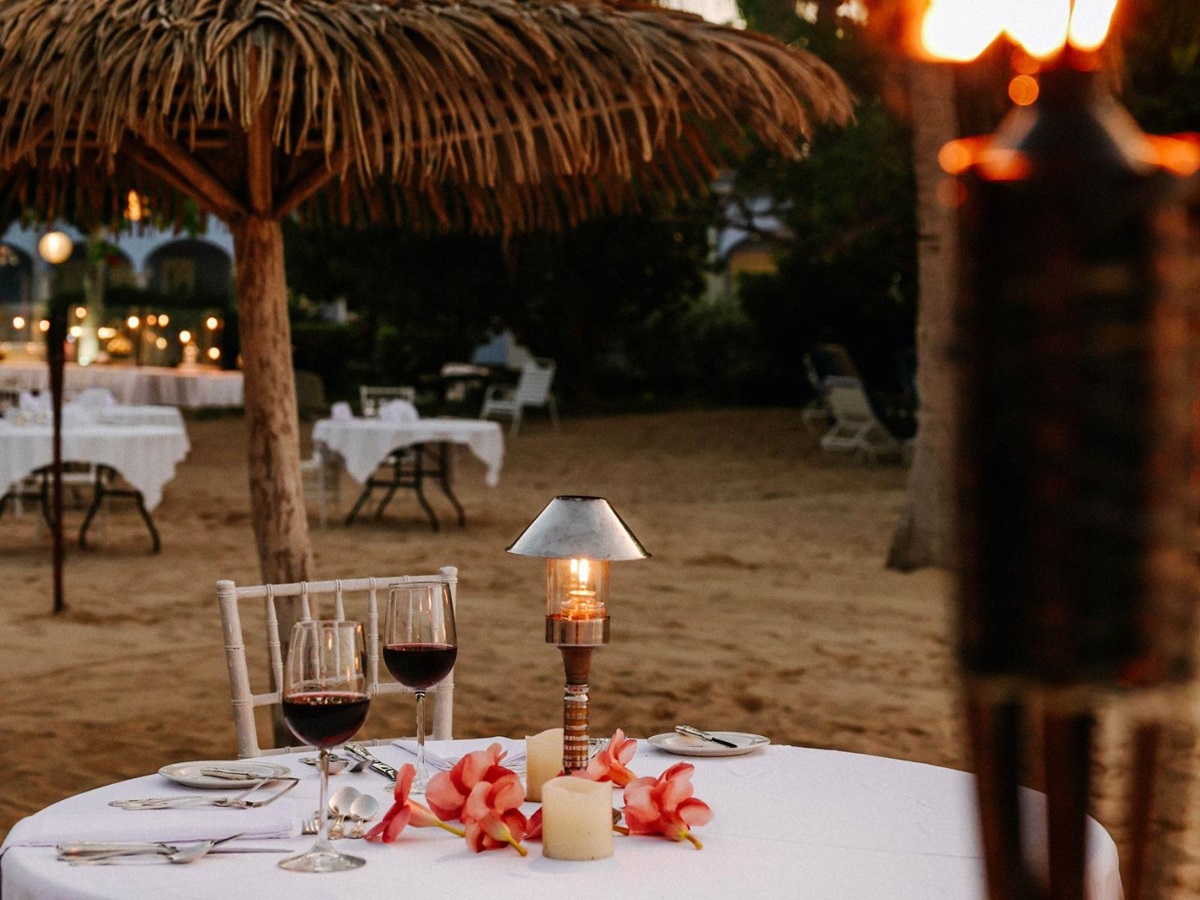 Private dinner on the beach at luxury resort Jamaica Inn in Jamaica