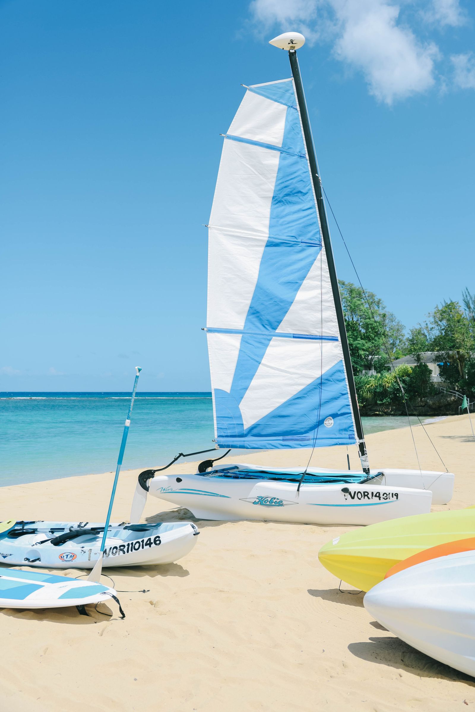 Watersports equipment at luxury resort Jamaica Inn in Jamaica
