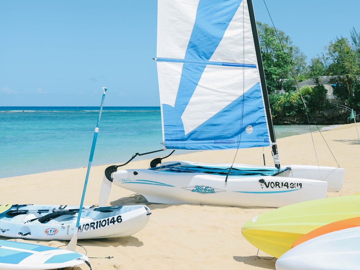 Watersports equipment at luxury resort Jamaica Inn in Jamaica