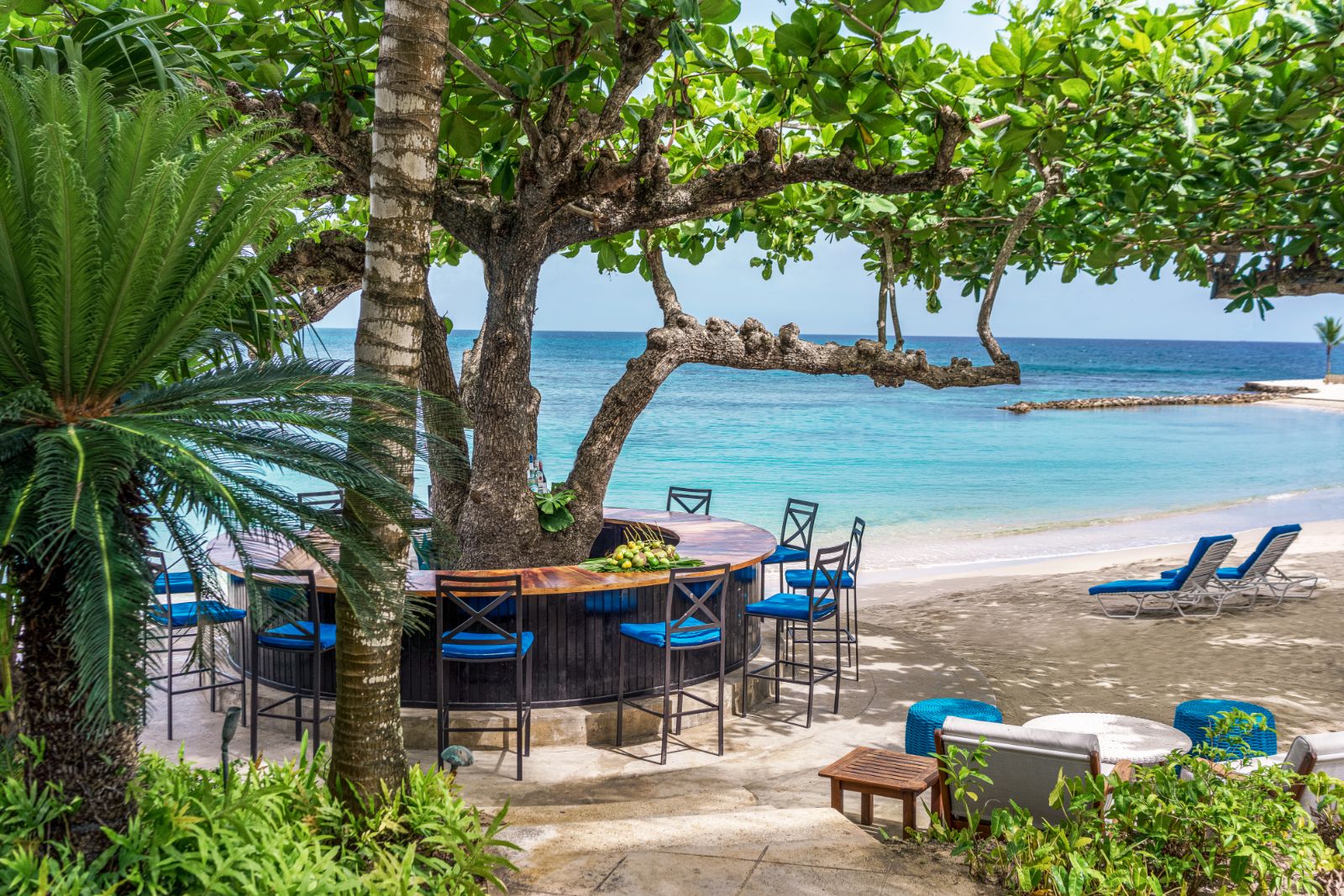Beach bar at Round Hill Hotel & Villas in Montego Bay, Jamaica