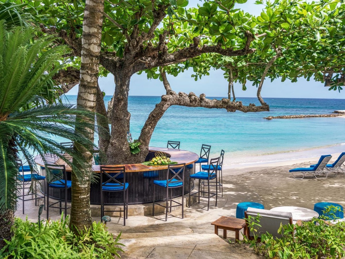 Beach bar at Round Hill Hotel & Villas in Montego Bay, Jamaica
