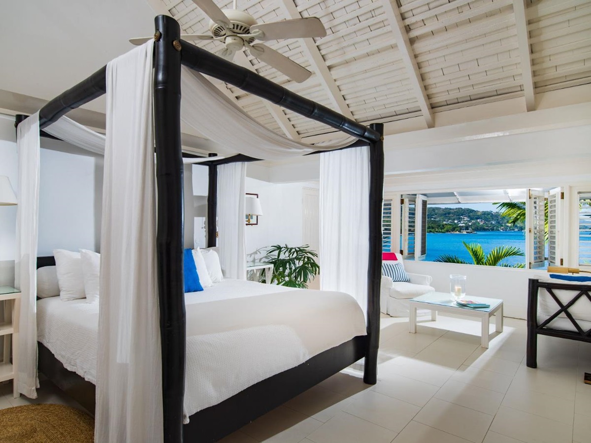 Ocean view king room at Round Hill Hotel & Villas in Montego Bay, Jamaica