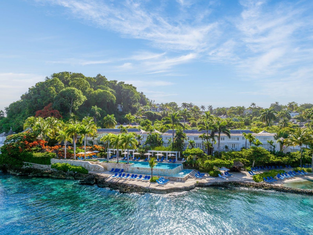 Wide view of pool at Round Hill Hotel & Villas in Montego Bay, Jamaica