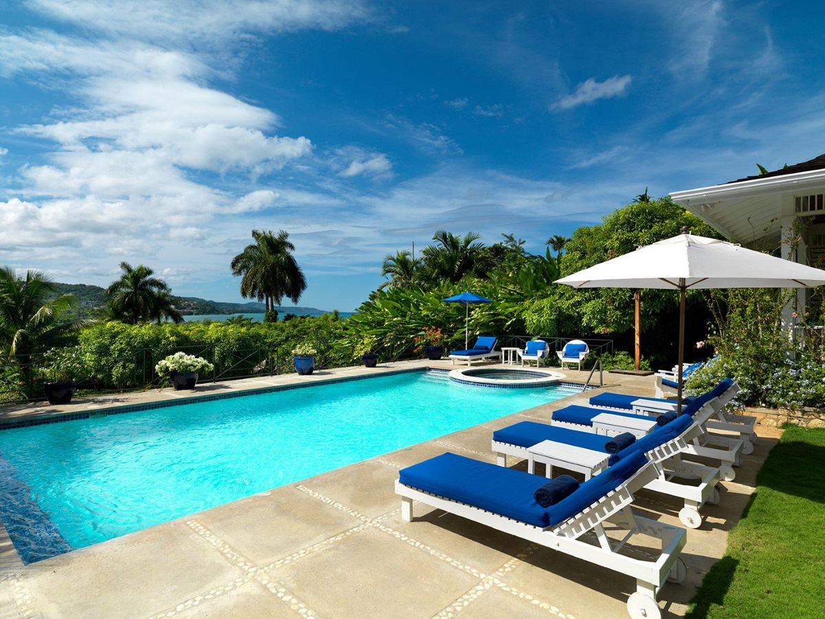 A villa swimming pool at Round Hill resort in Jamaica