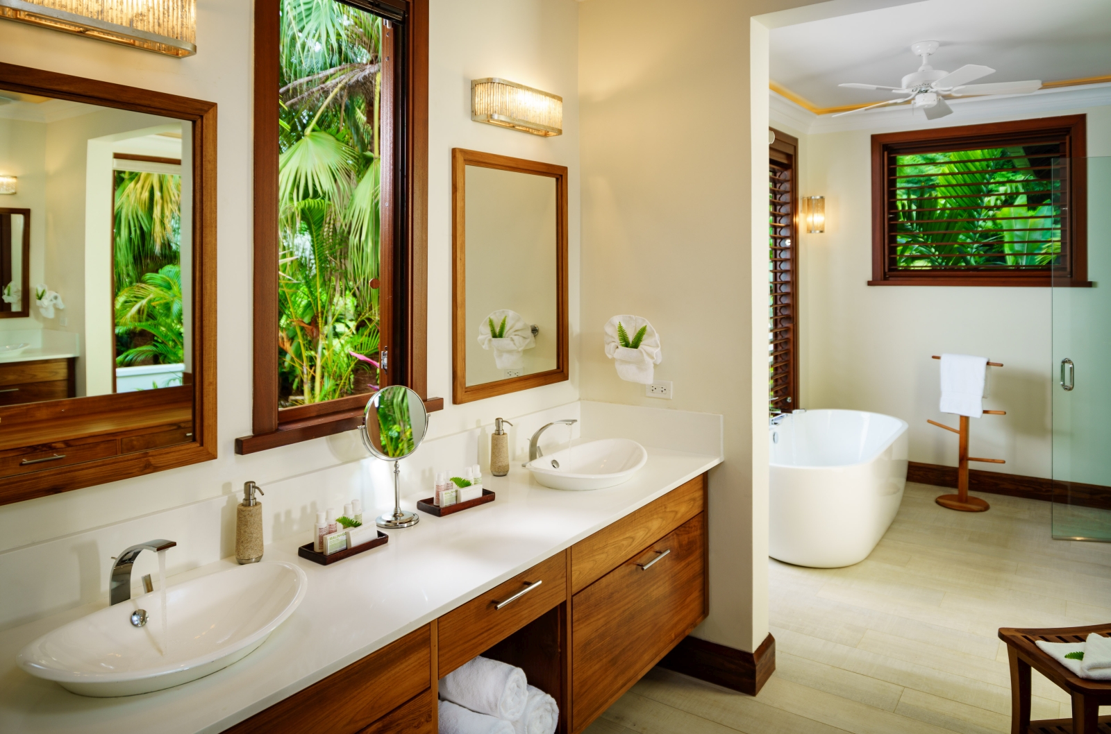 The bathroom and double basin at Aqua Bay in Jamaica