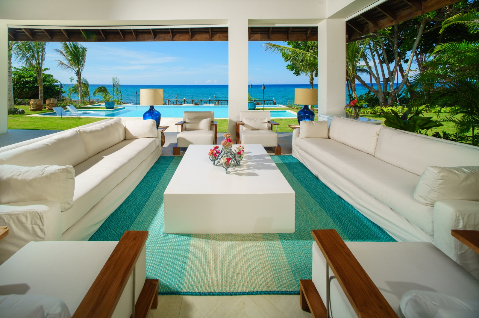 The outdoor sitting area at Aqua Bay in Jamaica