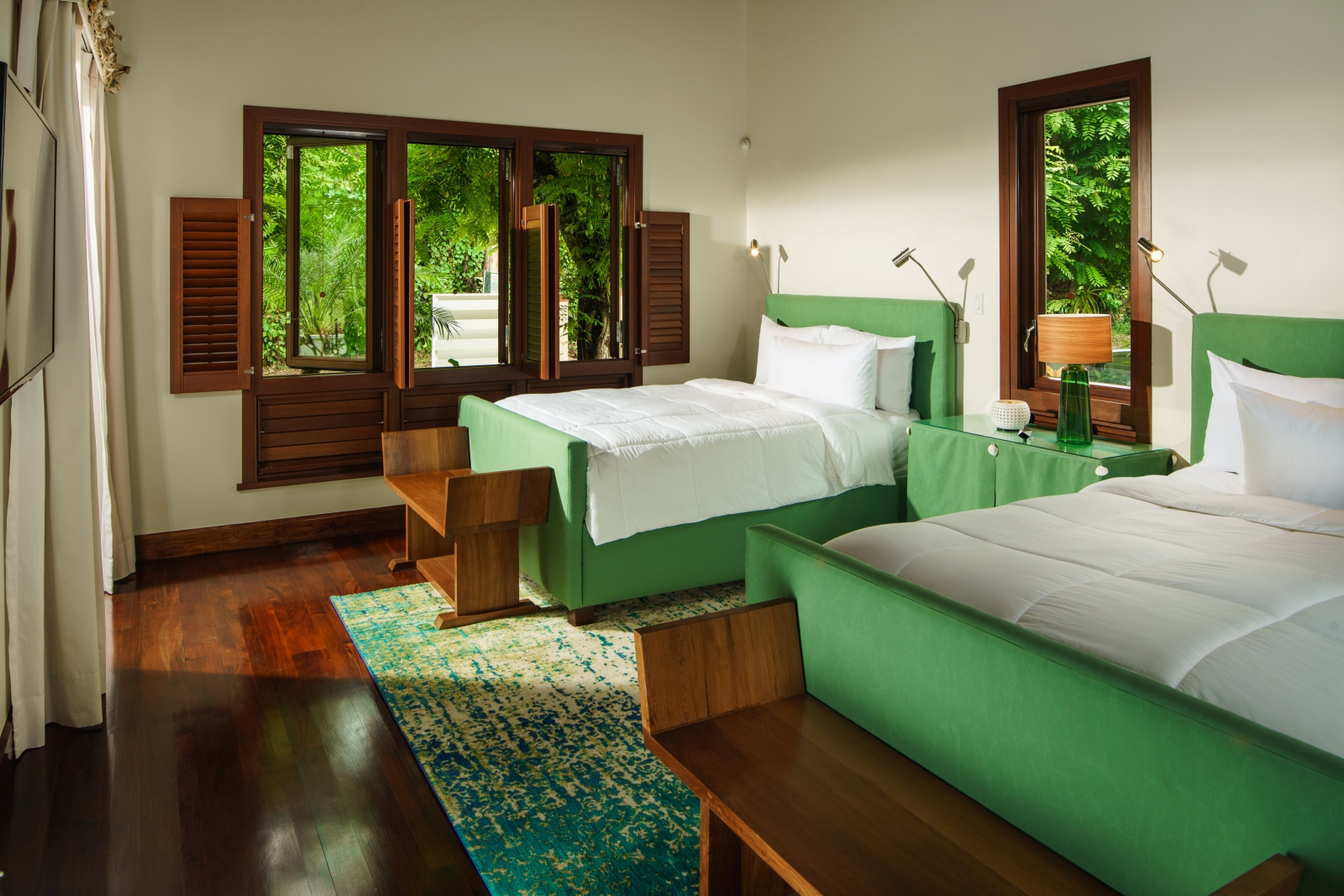 The twin bedroom at Aqua Bay in Jamaica