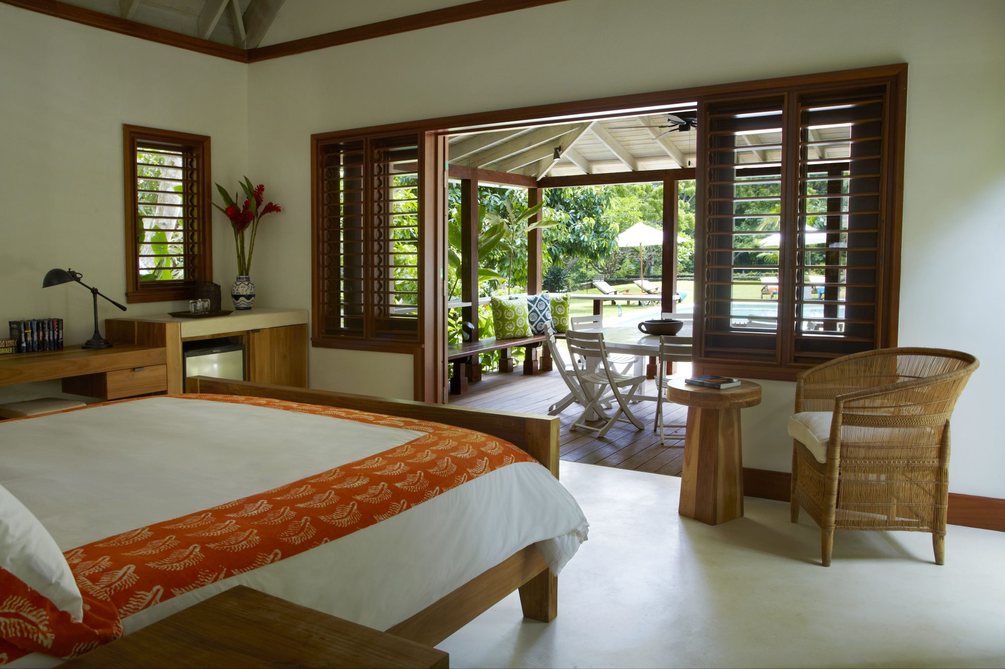 the pool house of Fleming Villa Goldeneye, Jamaica