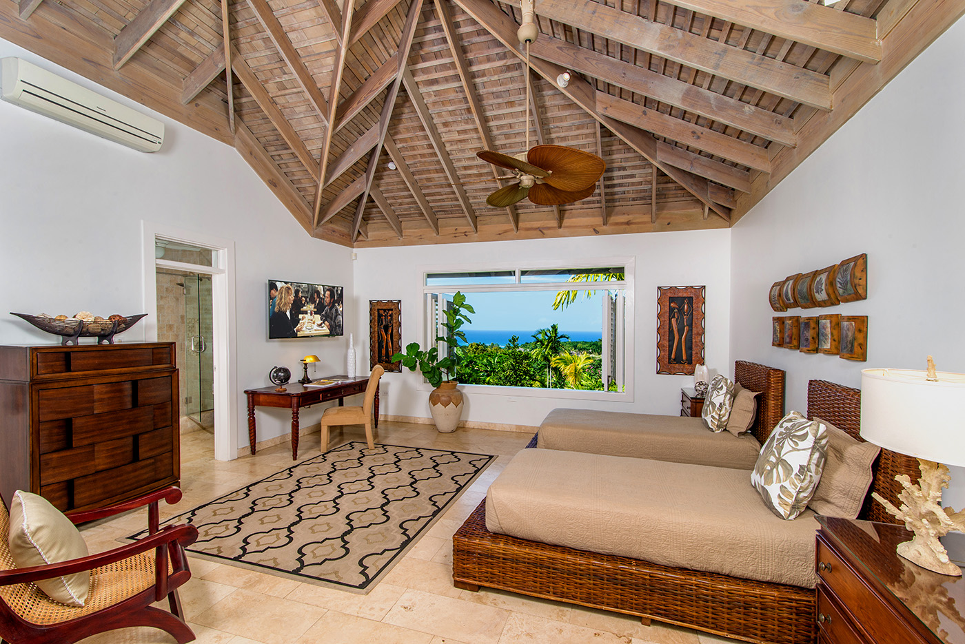 Twin bedroom at Harmony Hill in Jamaica
