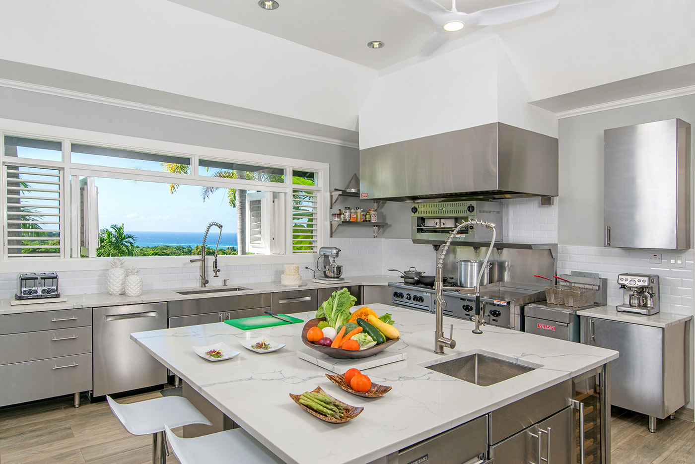 The kitchen at Harmony Hill in Jamaica