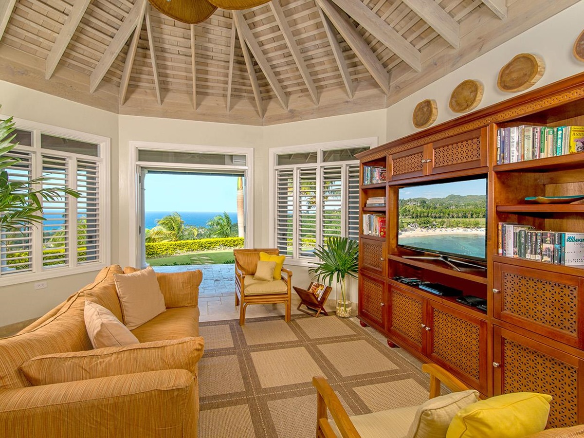 The media room at Harmony Hill in Jamaica