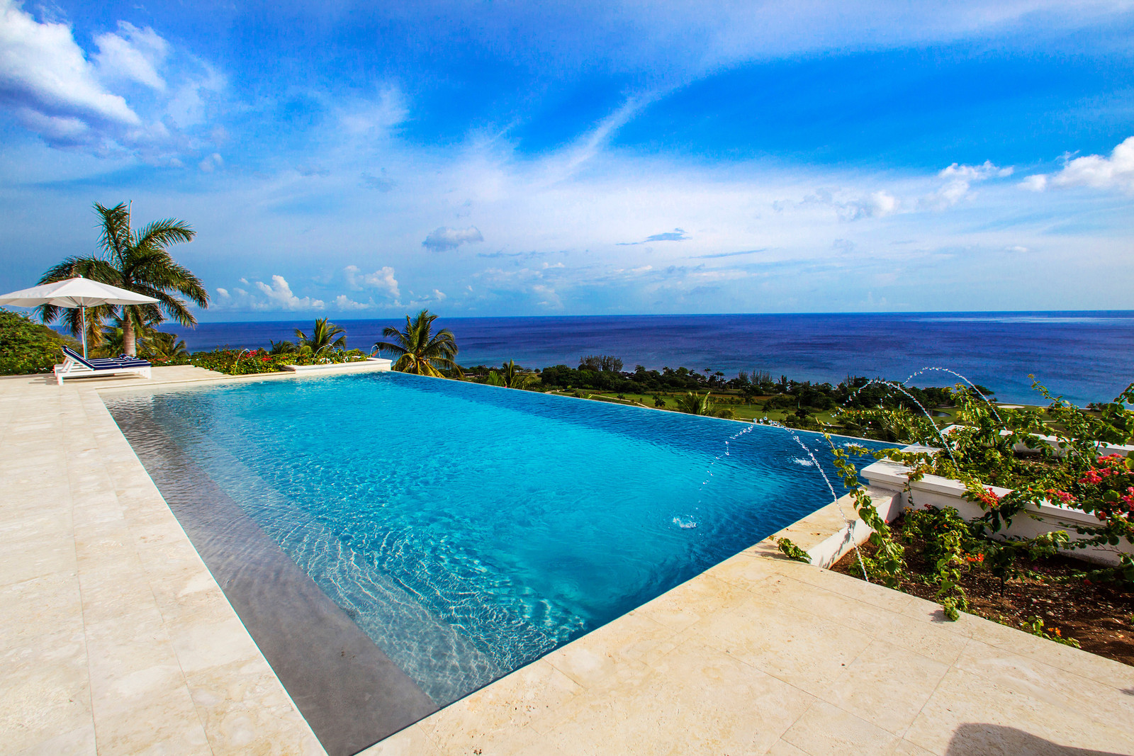 The infinity pool overlooking the sea next to Hummingbird House, Jamaica