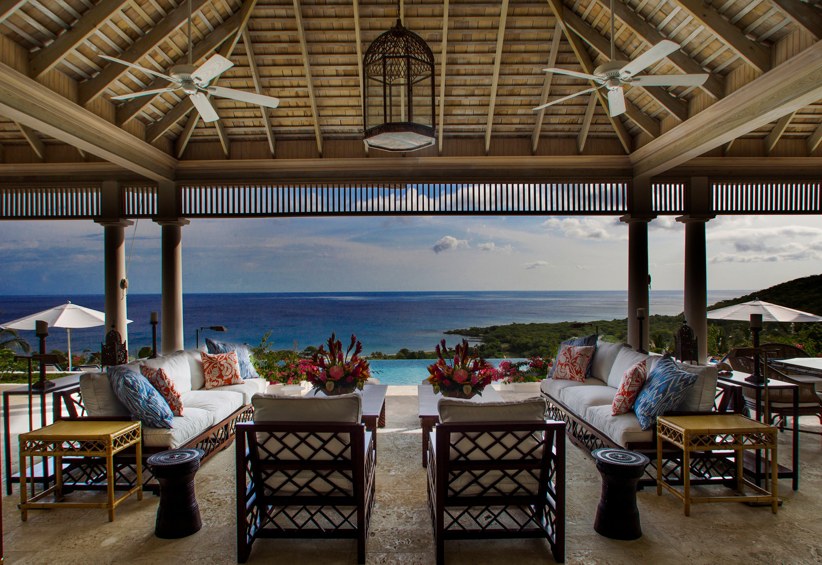 The outdoor seating area of Hummingbird House, Jamaica