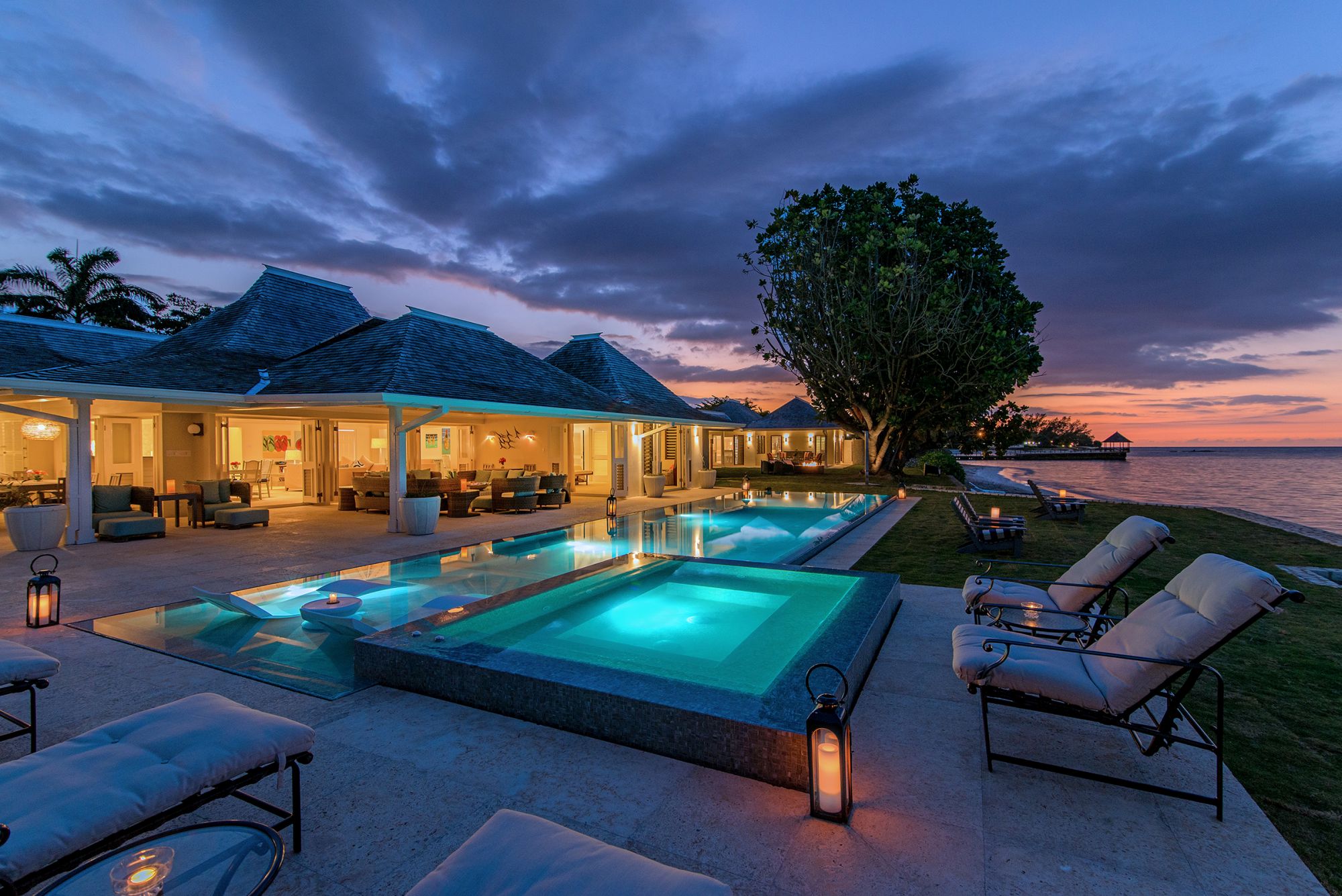Swimming pool by night at Sunset, Jamaica