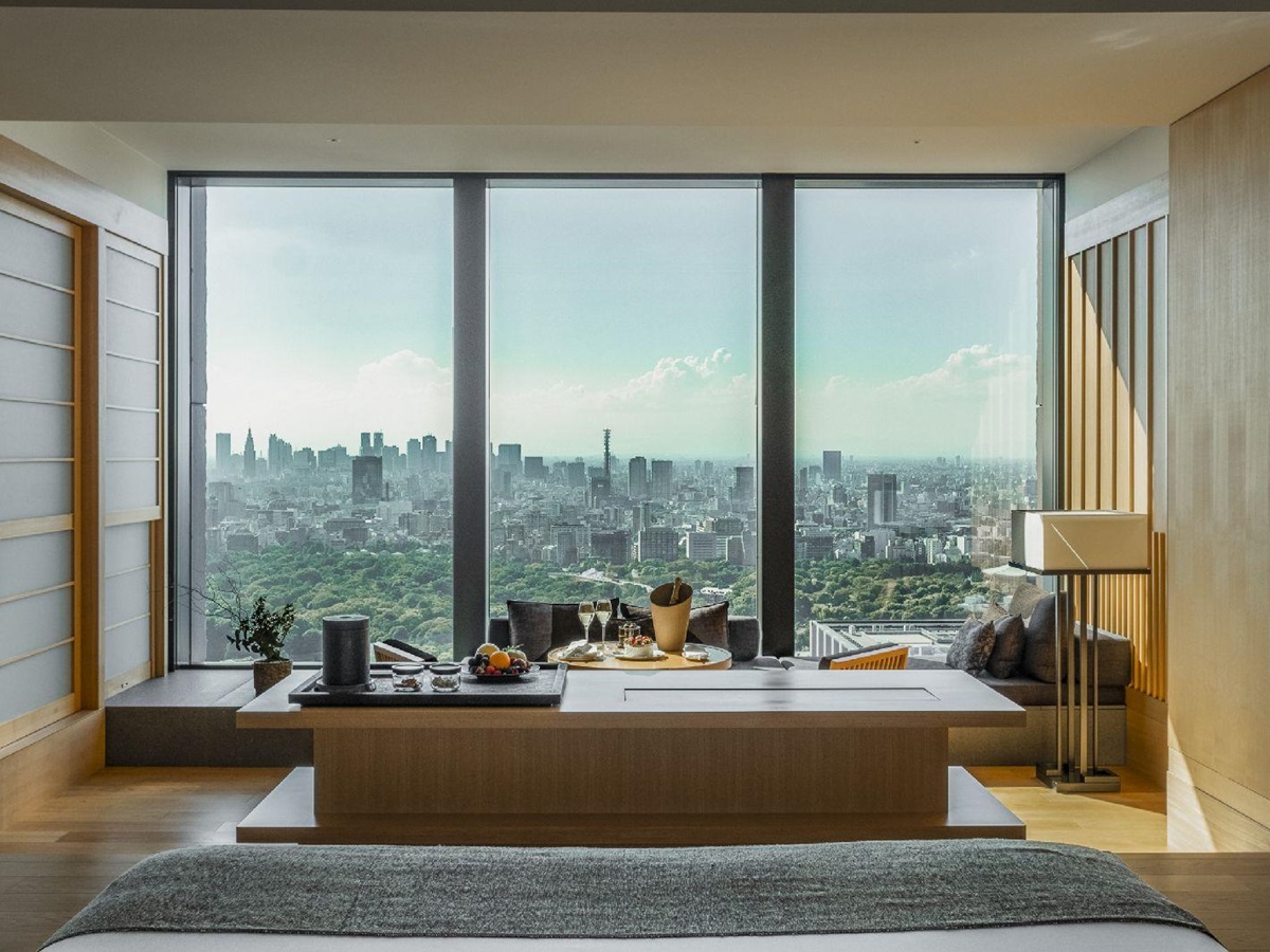 City views from a deluxe room at the Aman Tokyo