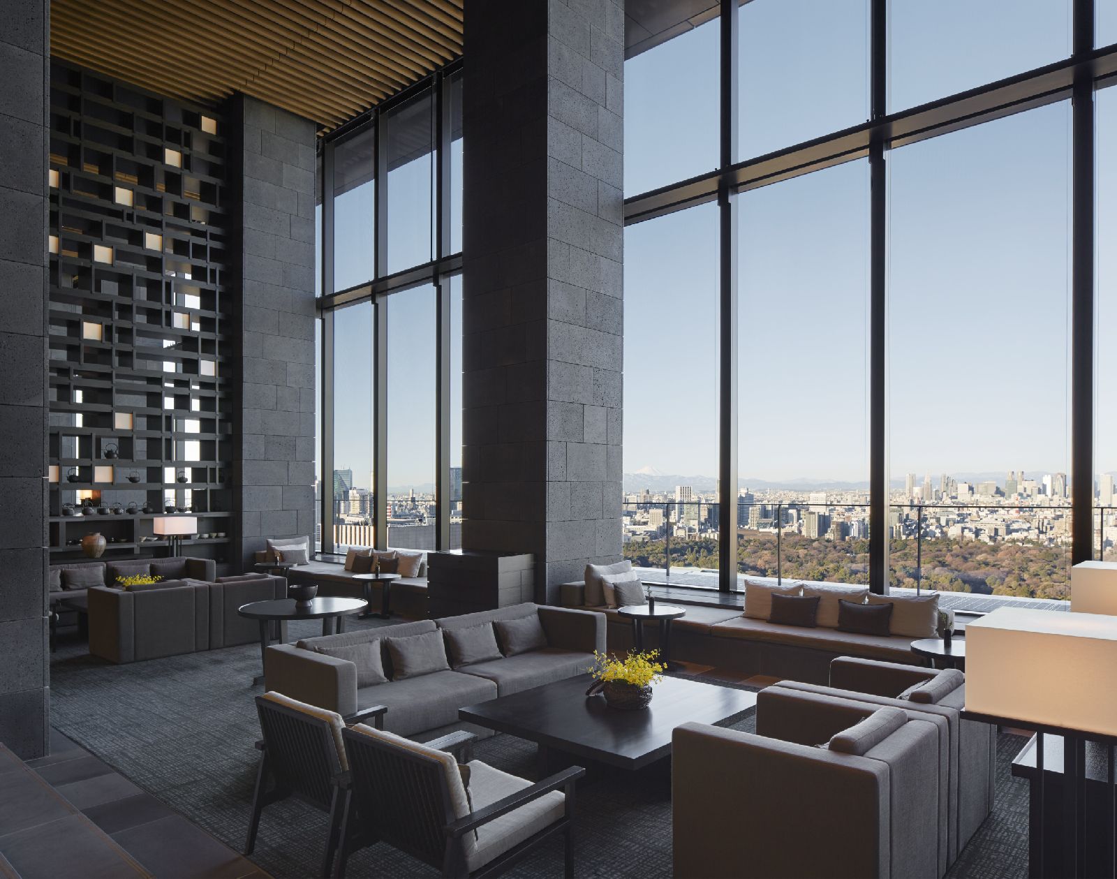 Lounge with panoramic views at the Aman Tokyo
