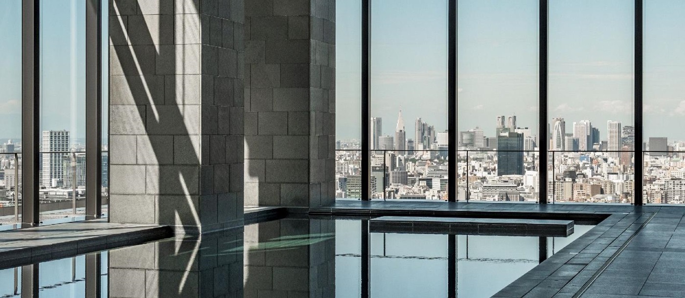 City views from the pool at the Aman Tokyo