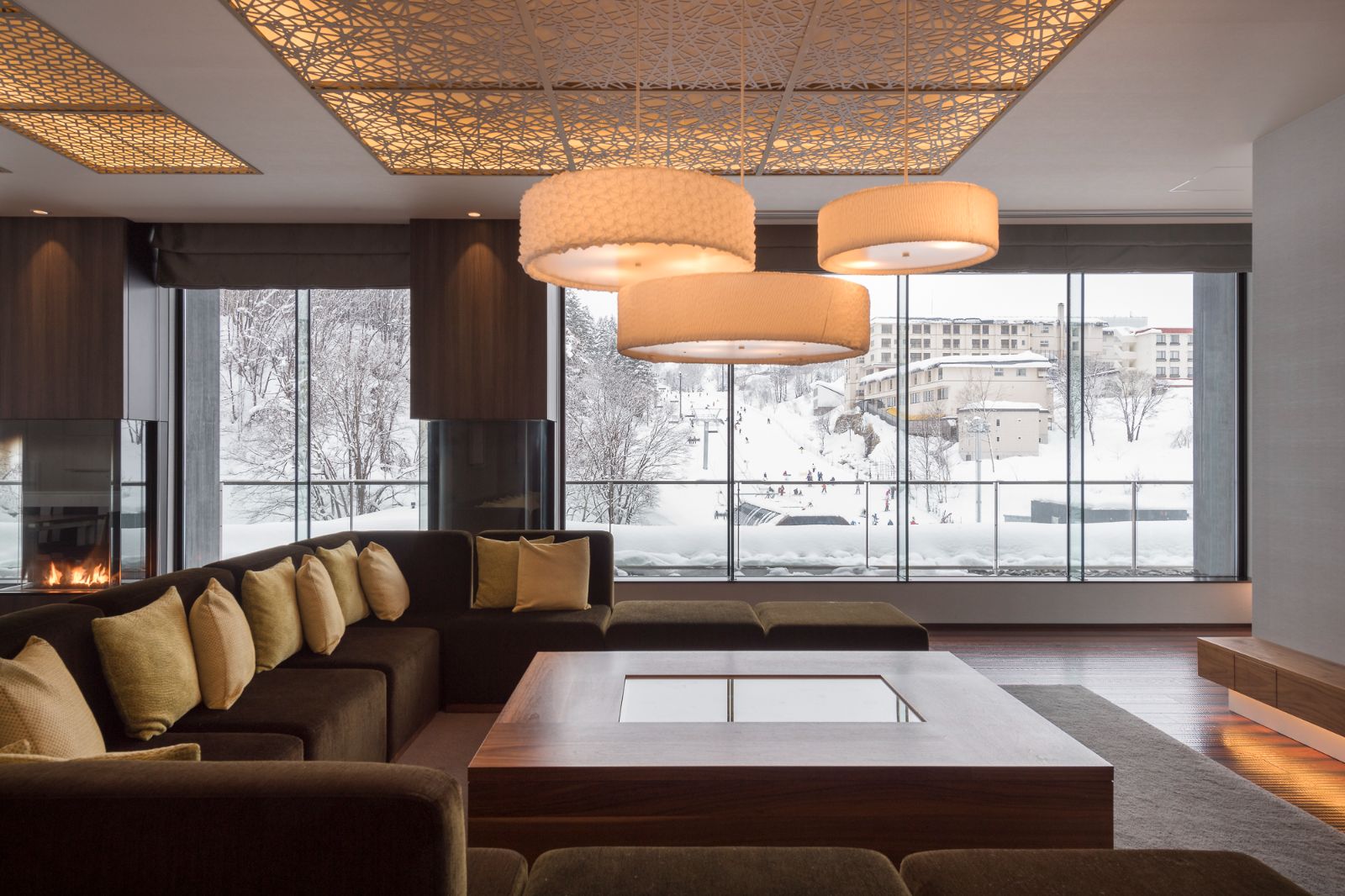 Guest living area at AYA Niseko ski hotel in Japan