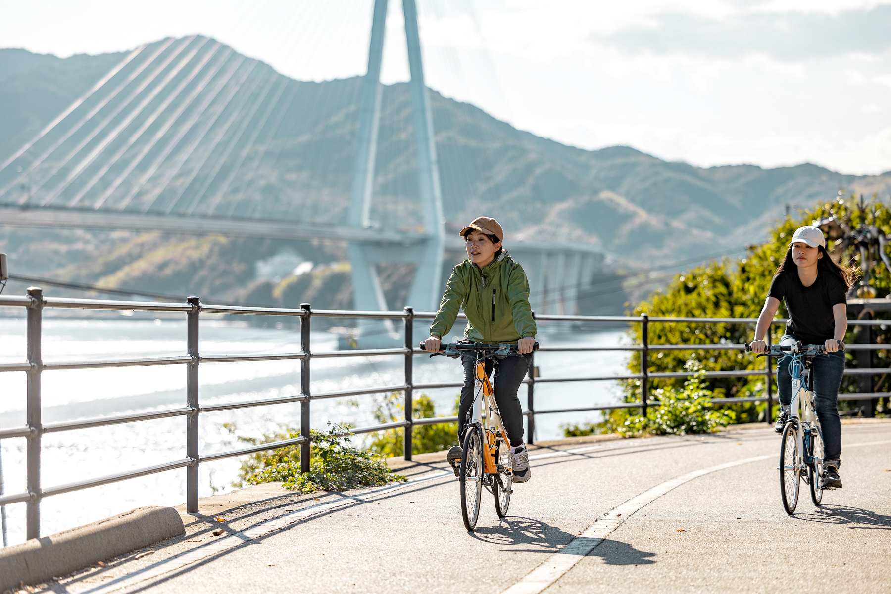 Cycling along the roads of Setoda on a cycling tour from Azumi Setoda
