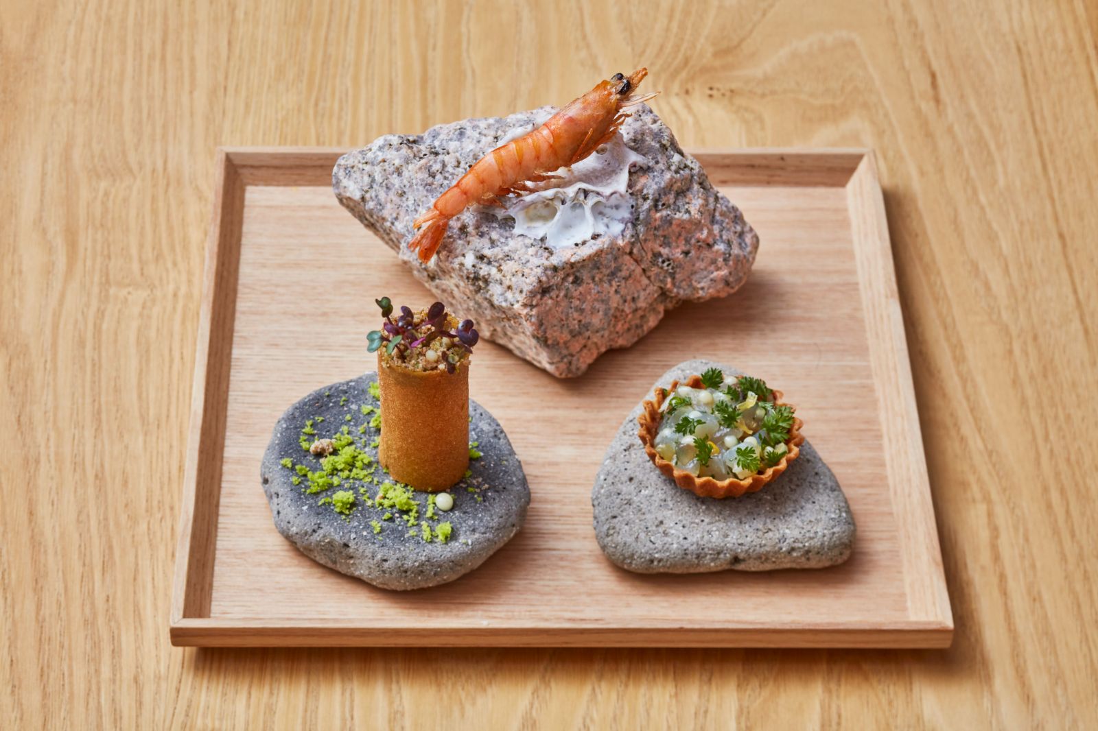 Prawn dish served at Azumi Setoda on Ikuchijima island in the Seto Inland Sea