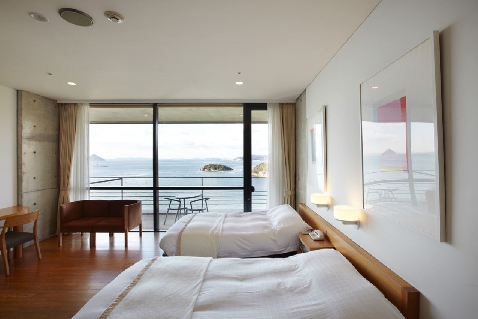 Sea view room in Museum wing at Benesse House Naoshima Japan