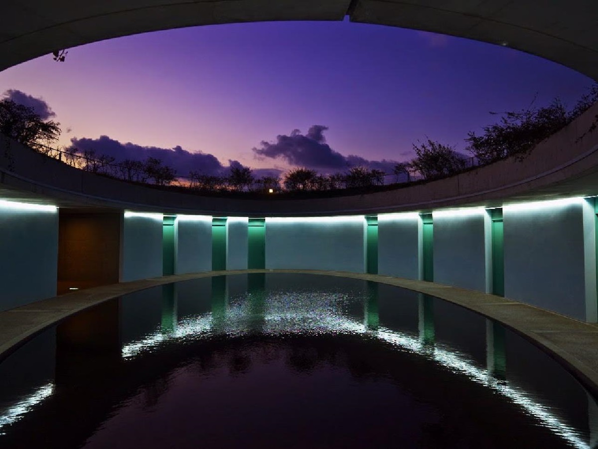 Night time scene at Benesse House Naoshima Japan