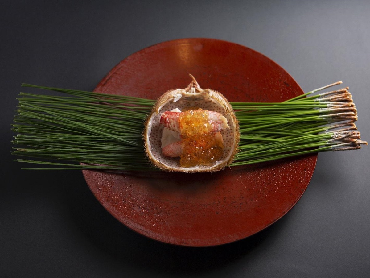 Creative crab dish in kaiseki dinner at Beniya Mukayu ryokan in Japan
