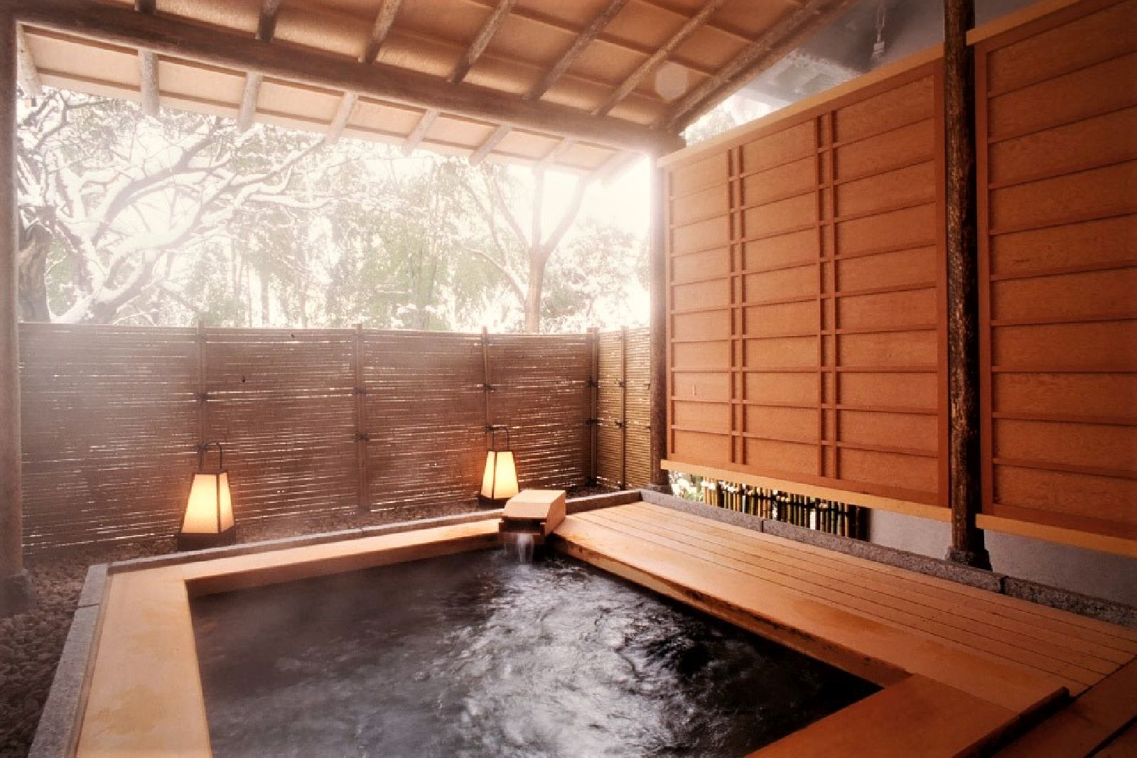 Onsen hot spring bath at Beniya Mukayu in Yamashiro Japan