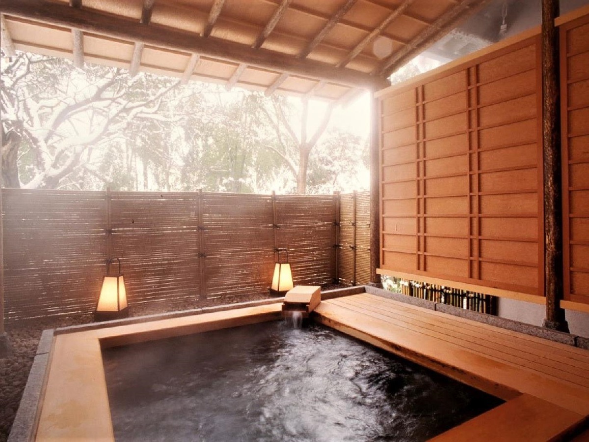 Onsen hot spring bath at Beniya Mukayu in Yamashiro Japan