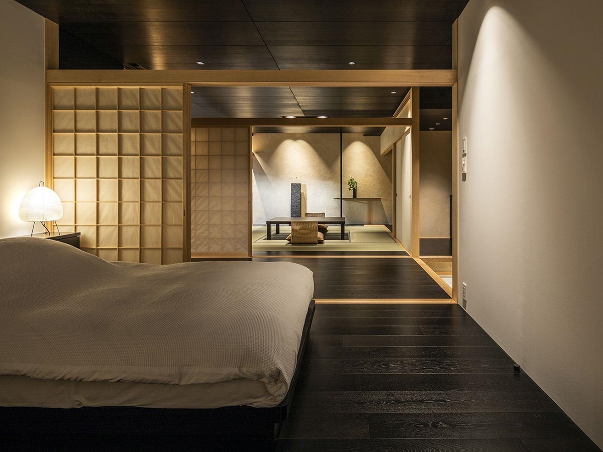 Bedroom of a suite at Beniya Mukayu ryokan in Japan