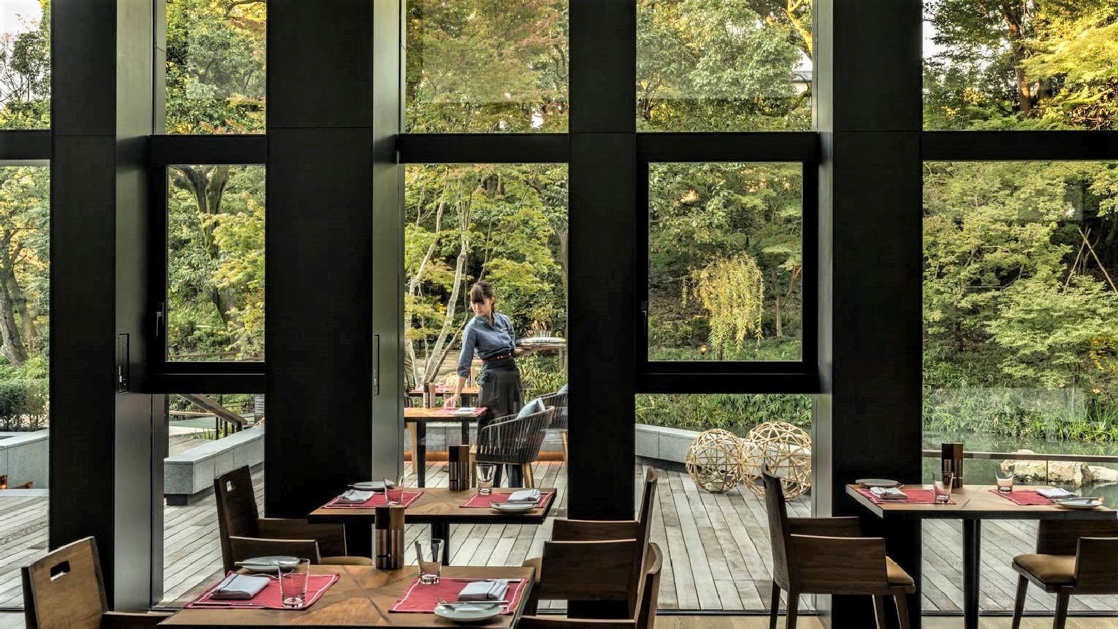 Restaurant and garden views at the Four Seasons Kyoto in Japan