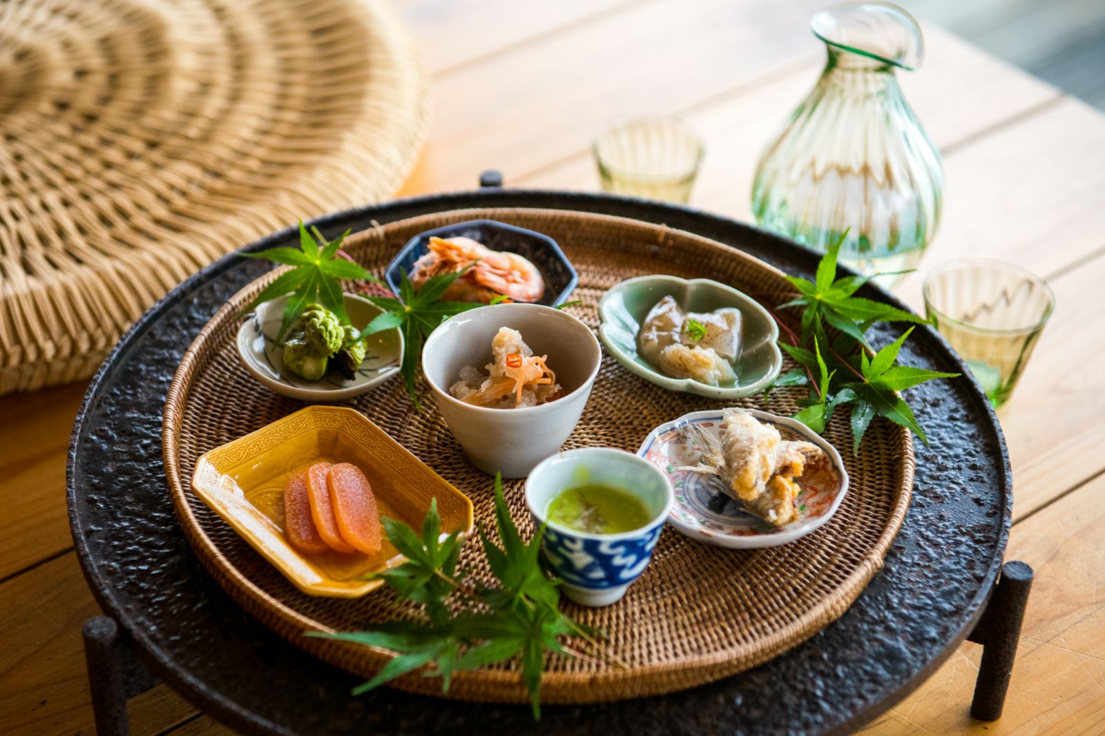 Cuisine served onboard guntû in Japan's Seto Inland Sea