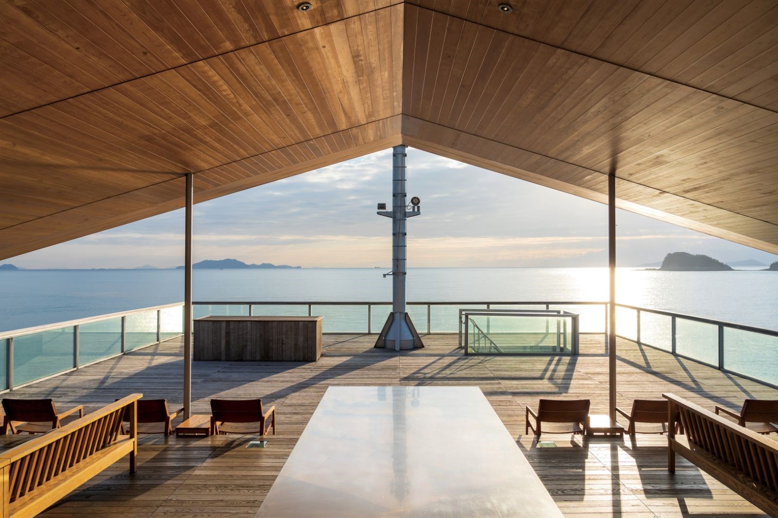 Outside deck onboard guntû in Japan's Seto Inland Sea