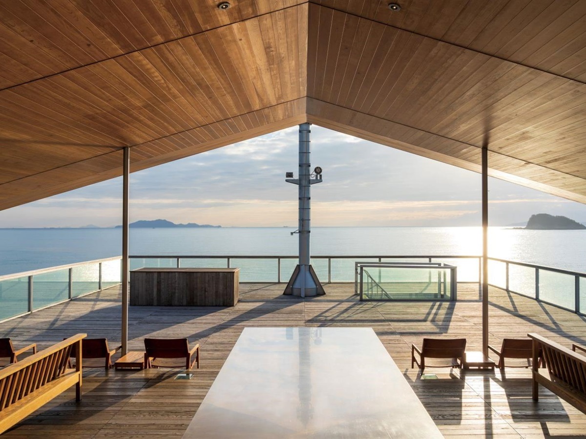 Outside deck onboard guntû in Japan's Seto Inland Sea