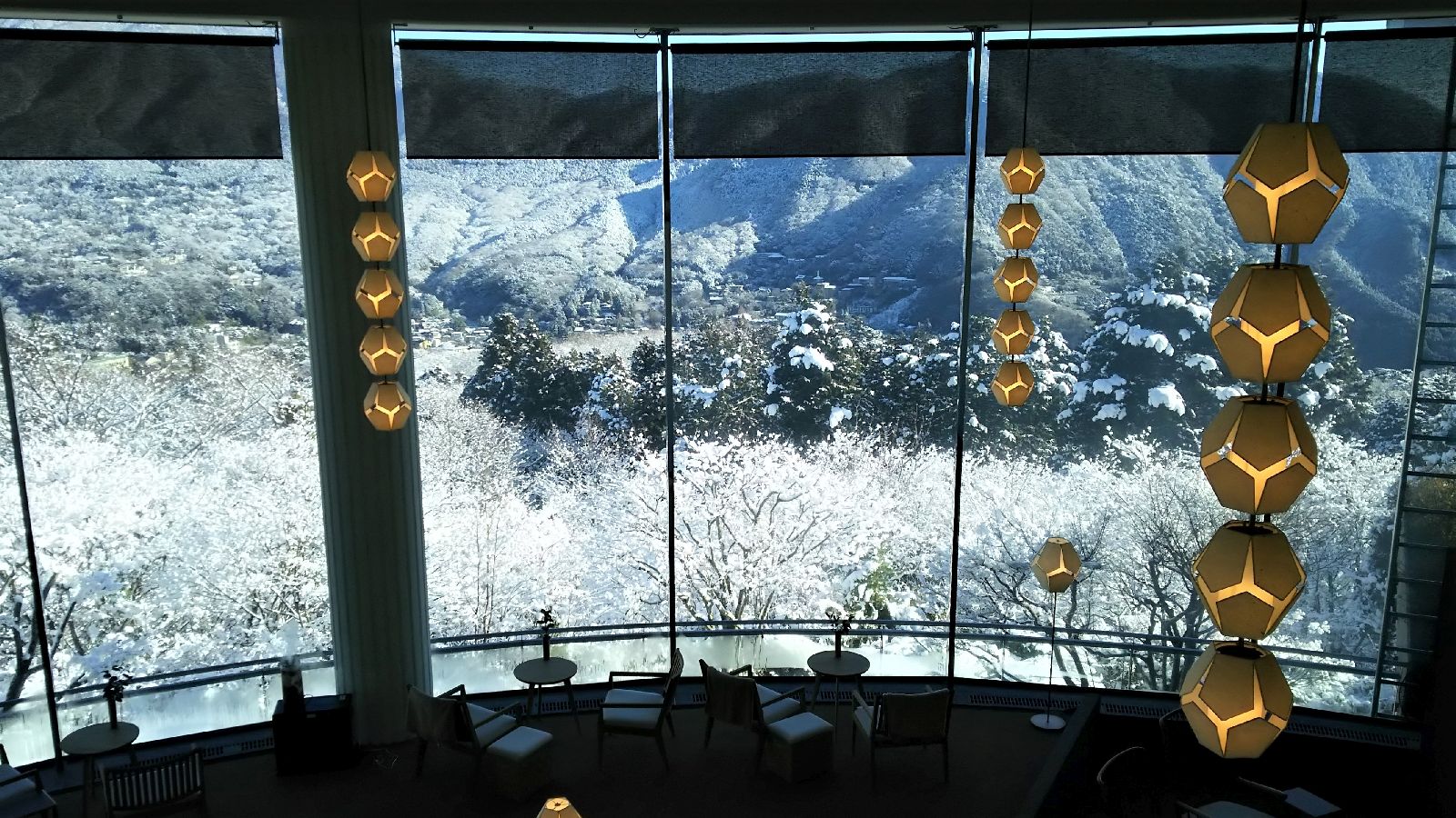 Snowy winter views from Hakone Byakudan Japan