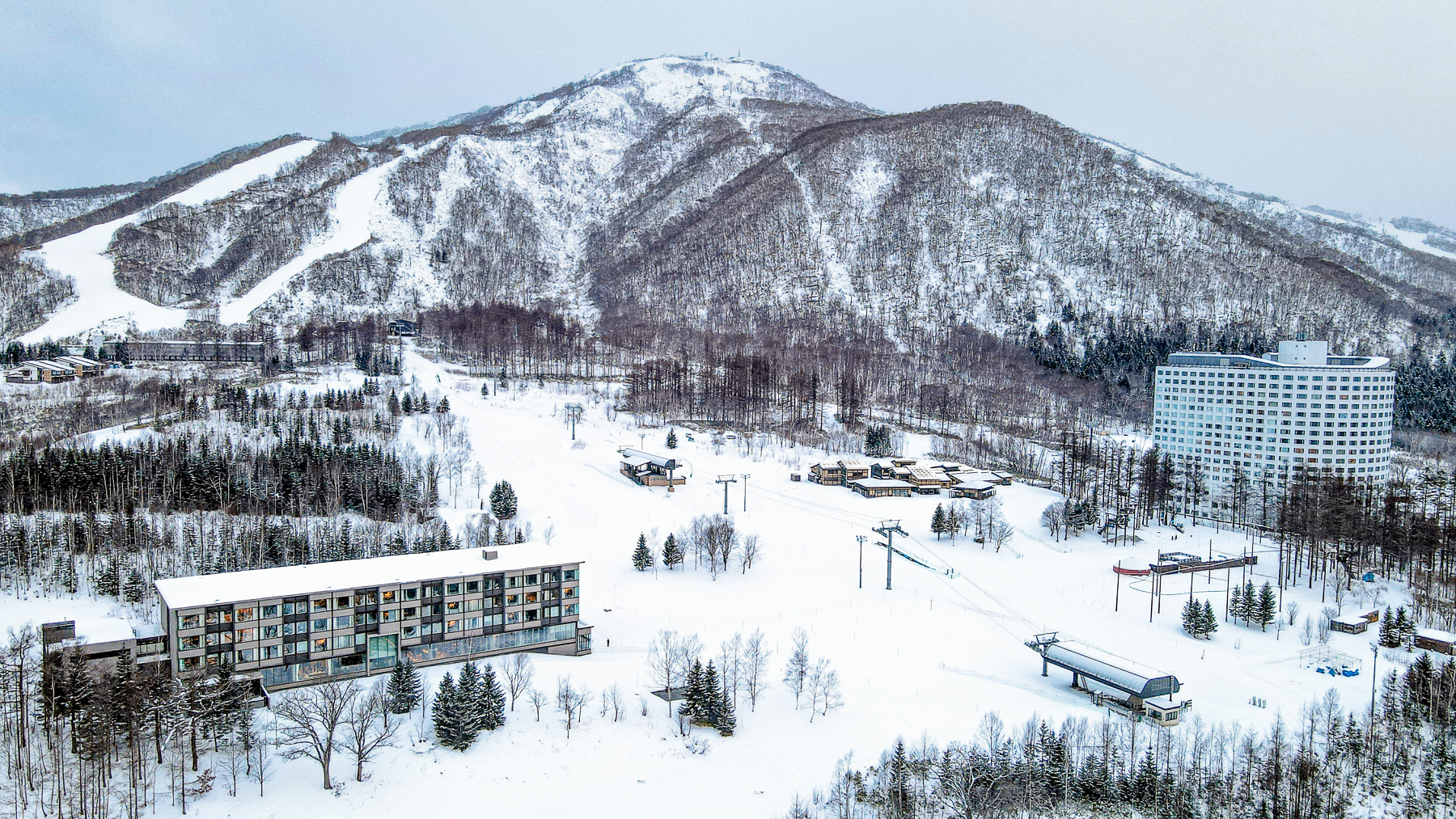 Aerial view of Higashiyama Niseko Village, A Ritz Carlton Reserve in Japan