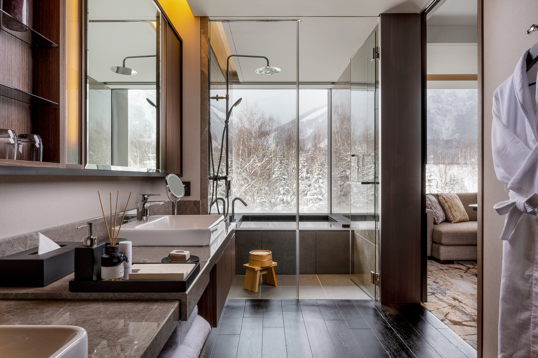 Guest bathroom at Higashiyama Niseko Village, A Ritz Carlton Reserve in Japan
