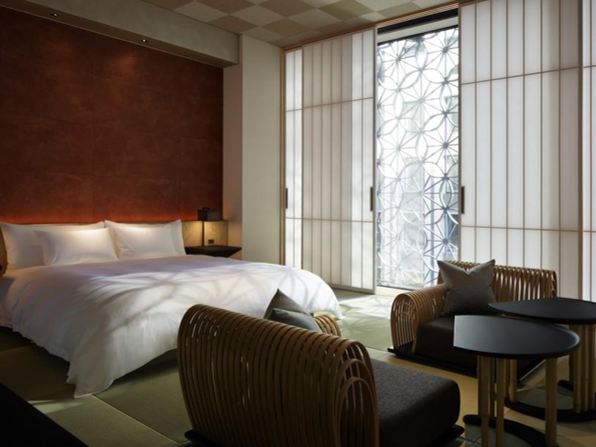 A deluxe room at the Hoshinoya Tokyo hotel in Japan