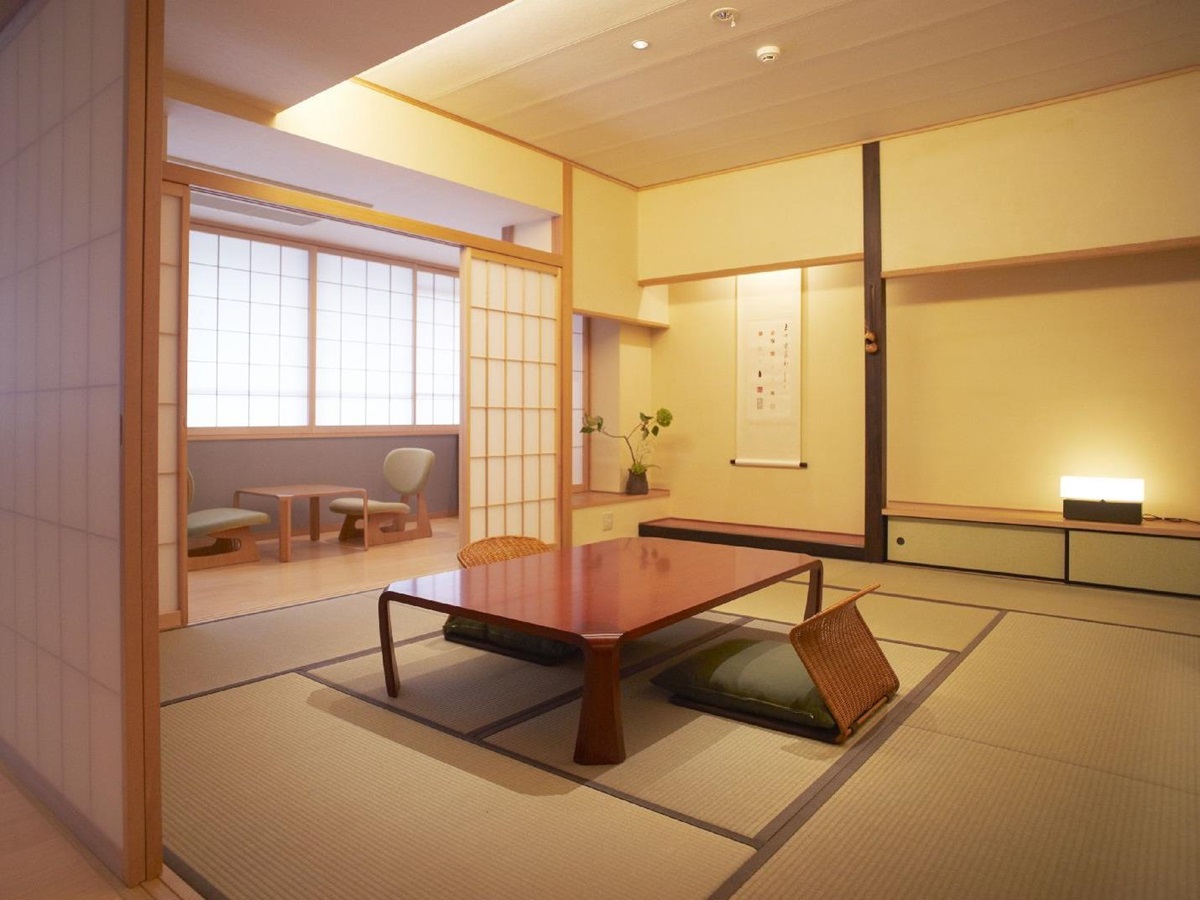 Modern interiors of Kurayado Iroha Ryokan on Miyajima Island Japan