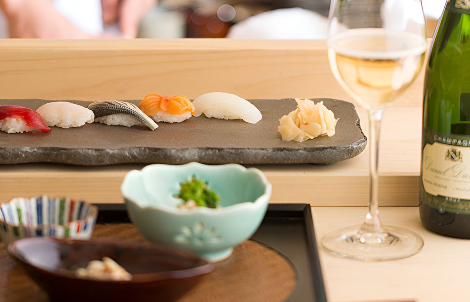 Dining table at Maki No Oto ryokan in Kanazawa's Higashi Chiya district in Japan