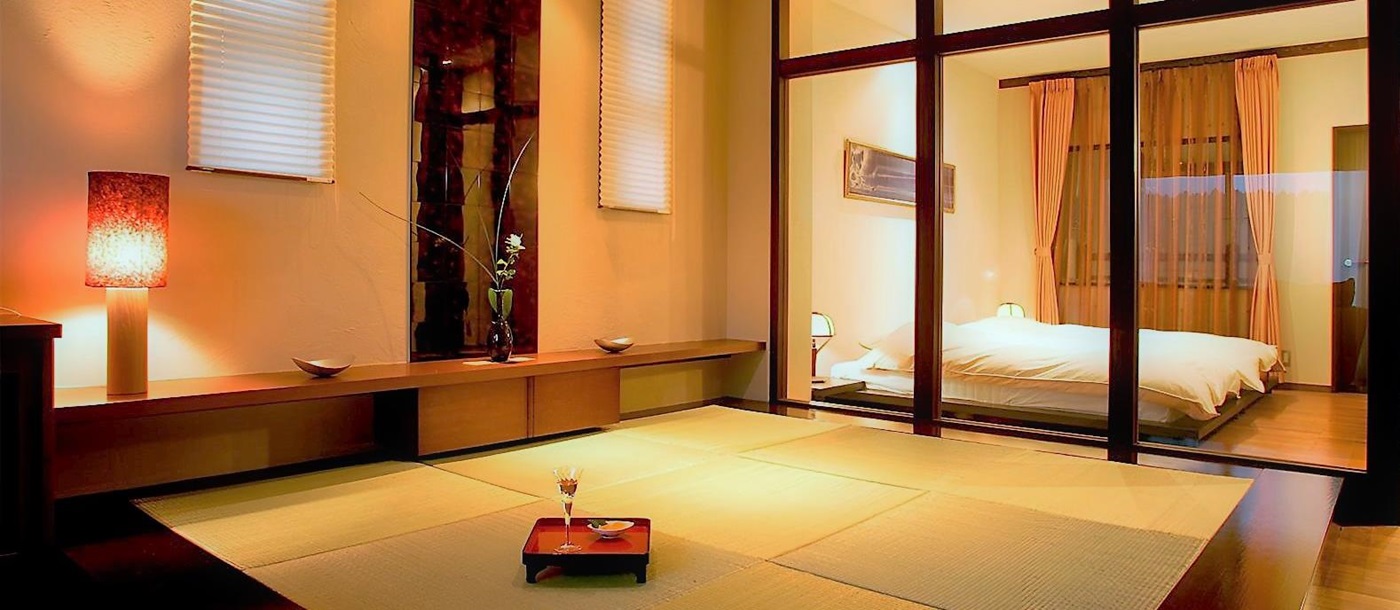 Bedroom suite at Maki No Oto ryokan in Kanazawa's Higashi Chiya district in Japan