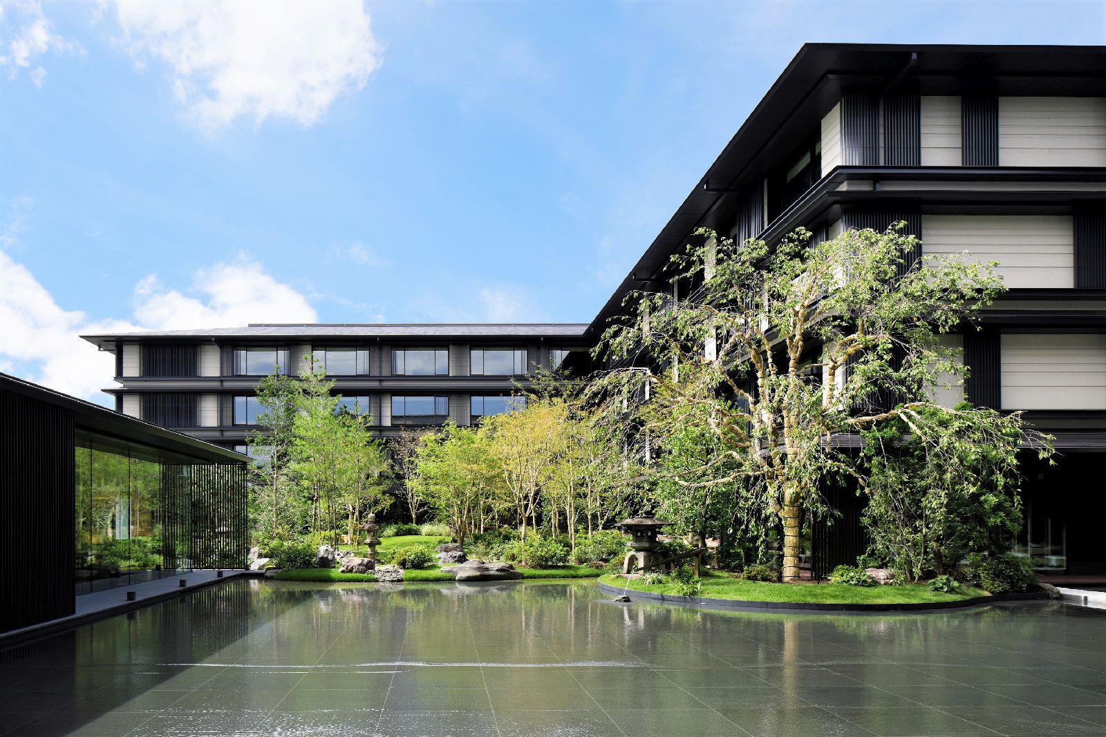 Courtyard gardens at Hotel The Mitsui Kyoto Japan