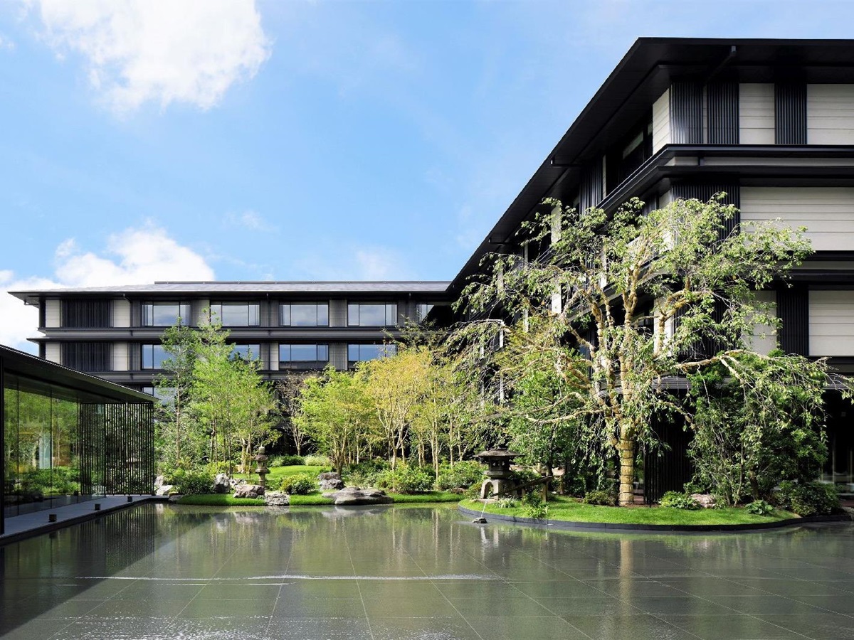 Courtyard gardens at Hotel The Mitsui Kyoto Japan
