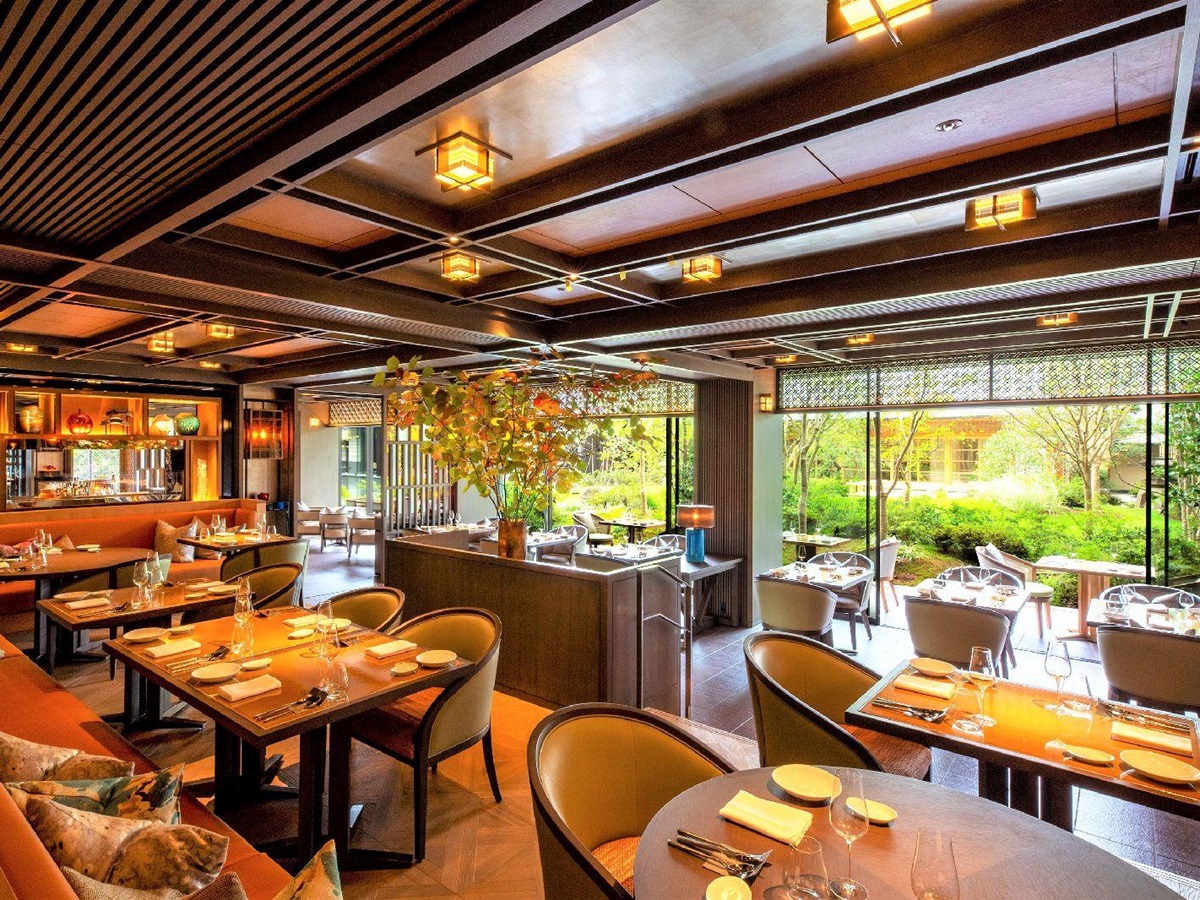 Garden restaurant and bar at Hotel The Mitsui Kyoto Japan