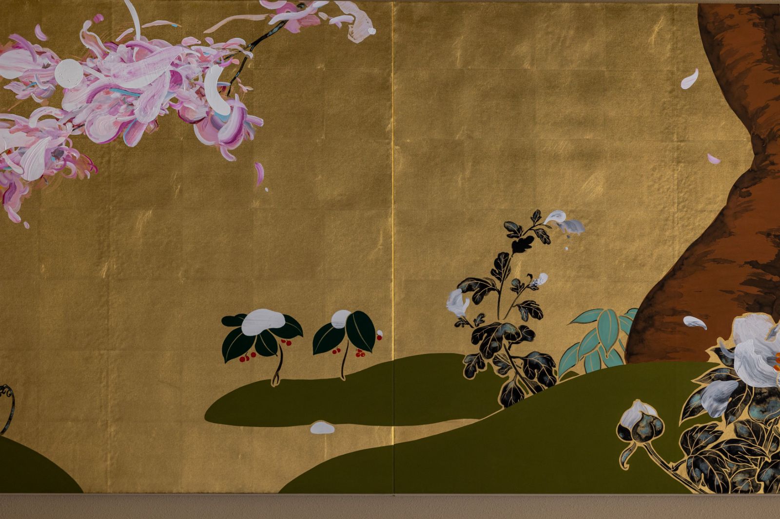 Close up of wall art at Naoshima Ryokan Roka in Japan