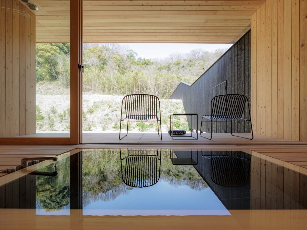 Bath terrace at Naoshima Ryokan Roka in Japan