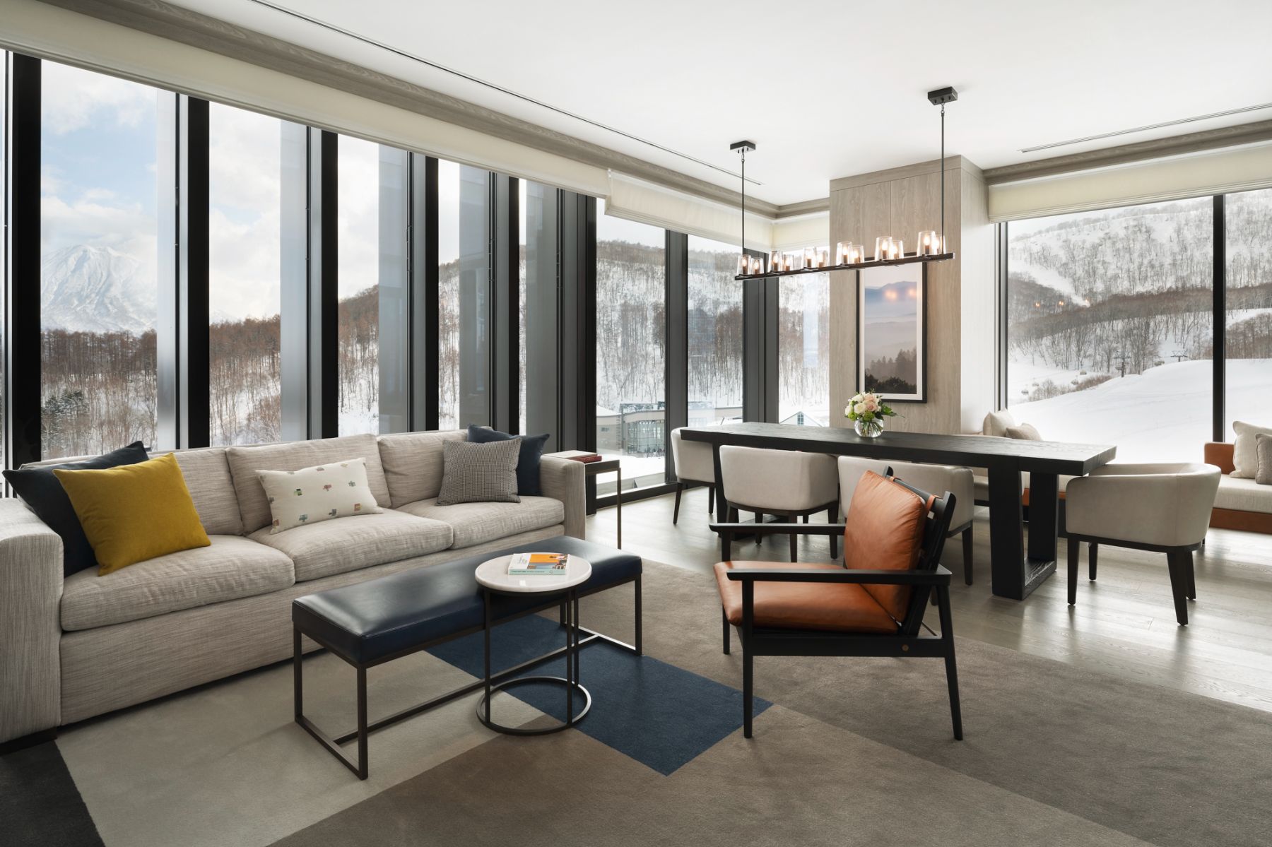 Living area of a suite at the Park Hyatt Niseko Hanazono in Japan