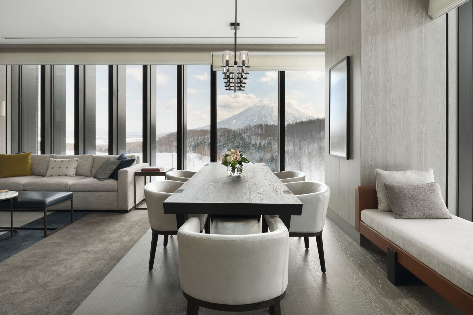 Dining table in a Park Suite at Park Hyatt Niseko Hanazono ski hotel in Japan