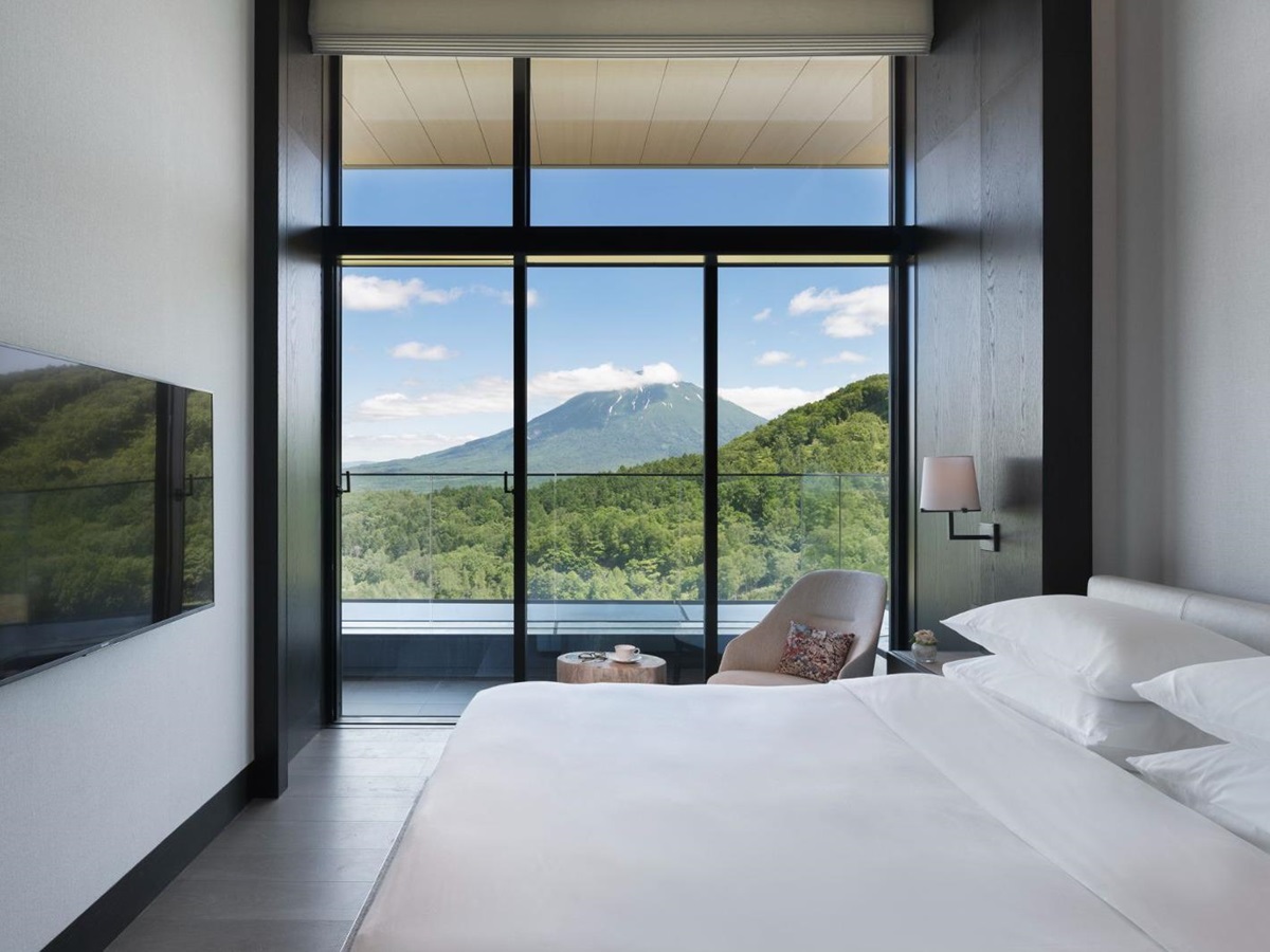Penthouse bedroom at Park Hyatt Niseko Hanazono ski hotel in Japan
