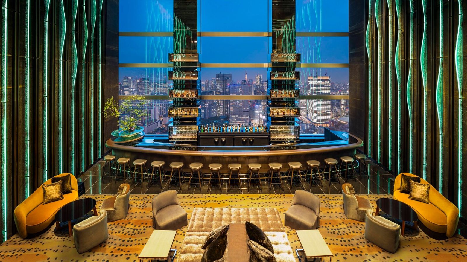 Views of Tokyo by night from the lounge at the Prince Gallery Tokyo Kioicho
